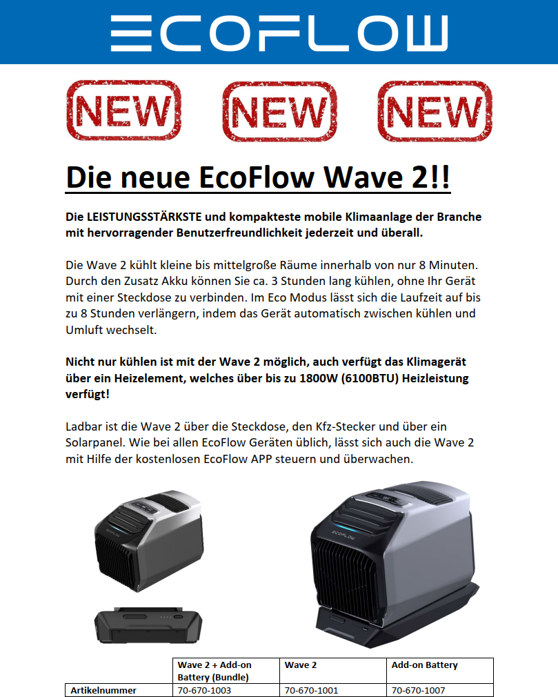 Ecoflow Wave 2 + Add-on Battery Bundle - Vorbestellung
